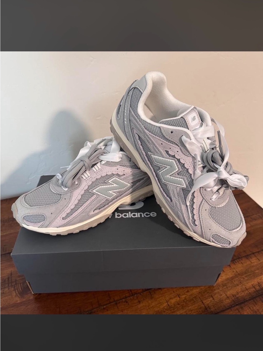 New Balance Women's Gray and Light Pink Lace-Up Sneakers